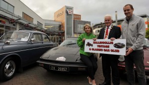 Deirdre Finn, Community and Events Fundraiser Mercy Hospital, John O'Leary, President and Colin Healy, Cork City Football Club at the launch of the Ballincollig Vintage and Classic Car Club's Annual Show which will be held at the Ballincollig Shopping Centre car park from 24 th. to 26 th. July. Picture: Mike English
