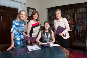 DKANE 12/08/2015 REPRO FREE. Vicki Crean, Manager, AIB , Audrey Houlihan, Manager, AIB, Helen Wycherley, President, Network Cork and Elmarie Kelleher, Regional Business Banking Manager, AIB  at the launch of the Network Cork event on Demystifying the World of Personal Branding which takes place in AIB, 66 South Mall on 2 September. Pic Darragh Kane.