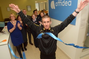 Formerly Euromedic Cork announced their rebranding to Affidea Cork. World Champion Walker Rob Heffernan cuts the tape at rebranded Affidea Cork, watched by staff members. Included are Geraldine Kelly, COO Affidea Ireland, Cora Carrell, Clinic Manager Affidea Cork, Tom Finn, CEO Affidea Ireland, Tonnel Toledo, radiographer, Kate Duffey, Reception and Deniese Callan, Radiographer. Picture: John Sheehan Photography