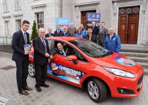  24/11/2015 Seamus Harnedy (CAB Motors Ambassador) handing over the keys of the Ford Fiesta which will be raffled this Christmas in aid of St. Vincent de Paul to the Lord Mayor Cllr. Chris O'Leary. Also included are Christy Lynch (Regional President SVP S/W Region), Junior Locke (Regional Vice-President SVP S/W Region), Barrie Kenny (CAB), Jerry Crowley (CAB), Pat Harte (CAB Sales Manager), Gerry Garvey (Regional Co-ordinator SVP), Ellmarie Spillane-Dowd (SVP), Brendan O'Neill (SVP Volunteer), Brendan Dempsey (SVP Volunteer), John McSweeney (SVP Volunteer) and Anne McKernan (Fundraising Officer SVP). Photo: Billy macGill