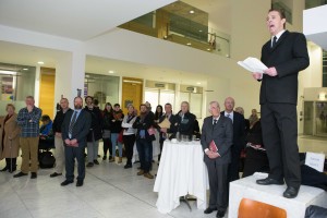 DKANE 07/01/2016  Michael Sands performing a piece from Road to The Rising at the Cork City 2016 Programme Launch in the Atrium of the New Civic Buildings, Cork City Council. PIC DARRAGH KANE