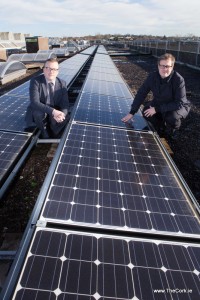 DKANE 18/01/2016  ENERGY CORK HOST IRELAND’S FIRST MAJOR SOLAR POWER CONFERENCE: Pictured at the launch of the national solar power conference are Energy Cork Chairman Michael Quirk and Energy Cork Cluster Manager Kieran Lettice (on the Zero 2020 building at CIT). The conference will see policy makers, industry and solar power experts convene in Cork on 29 January 2016 to discuss Ireland's Solar Energy future. Registration is essential and places are limited https://solarfuture.eventbrite.ie/ PIC DARRAGH KANE