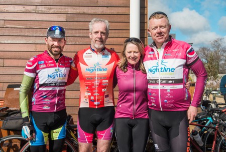 Pictured from left are Declan Carey, Douglas, Pascal Dorney, Greenmount, Rose Murphy, Rathpeacon and Richard Dineed, Kinsale. The Tour de Munster held their official charity partnership announcement event at Ballyseedy Home & Garden Centre, Tralee on Saturday 16th April 2016. Down Syndrome Ireland (DSI) was once again named as the beneficiary of this year's Tour de Munster cycle which takes place from 4th August to 7th August 2016. Pic: Pauline Dennigan. For more info see www.tourdemunster.com