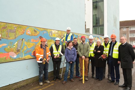 Grattan Street 3 picture shows Eddie Feehilly Painting Contractor putting the final touches after the installation of the History of Cork Mural on Grattan St Car Park. The mural was painted by the children from Cork Educate Together National School.