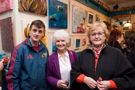  John Barry, Carrigaline, Mary Barrett, Crosshaven Caitriona Barry, Crosshaven at the opening of Hazel McCarthy's exhibition of paintings at Cronin's Pub, Crosshaven. Exhibition runs until June 6.  Photo Joleen Cronin