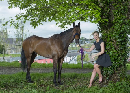 Free Pic no repro fee  Caroline Crowley and Damut launching Bandon Show 2016 which takes place in Bandon Show Grounds Sunday May 22nd 2016. Fantastic Prizes on the day for best dressed lady, gent, family and teenager. Pictures by Gerard McCarthy 087 8537228   more info contact caroline@charlespcrowley.com