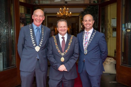 Pat O’Connell, Lord Mayor Chris O’Leary and Paul O’Connell are pictured at the 200 year anniversary celebrations of The Imperial Hotel in Cork city. The gala evening took place in the newly refurbished hotel which is located in the heart of Cork City on South Mall. Photo by Conor Healy Photography, ***NO Repro Free***