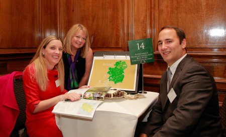  05/10/2015, London – Thirty-eight (38) Irish tourism enterprises travelled to London this week, to take part in Flavours of Ireland 2016. Flavours is Tourism Ireland’s annual B2B tourism workshop, now in its 14th year, which saw some 100 representatives of the top inbound tour operators based in Britain come together to do business with the various Irish tourism companies. PIC SHOWS: Karen Fleming, Hayfield Manor Hotel; Sinéad Smith, Tourism Ireland; Adam Braverman, Tracoin, at Flavours of Ireland 2016 in London. Pic – Patrick Balls (no repro fee) Further press info – Sinéad Grace, Tourism Ireland 087-685 9027
